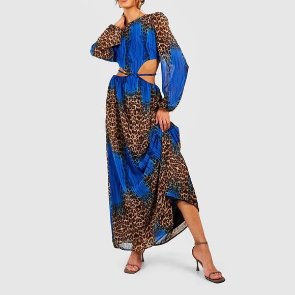 Boohoo Boho Ombre Leopard Cut Out Maxi Dress - Picture 1 of 3